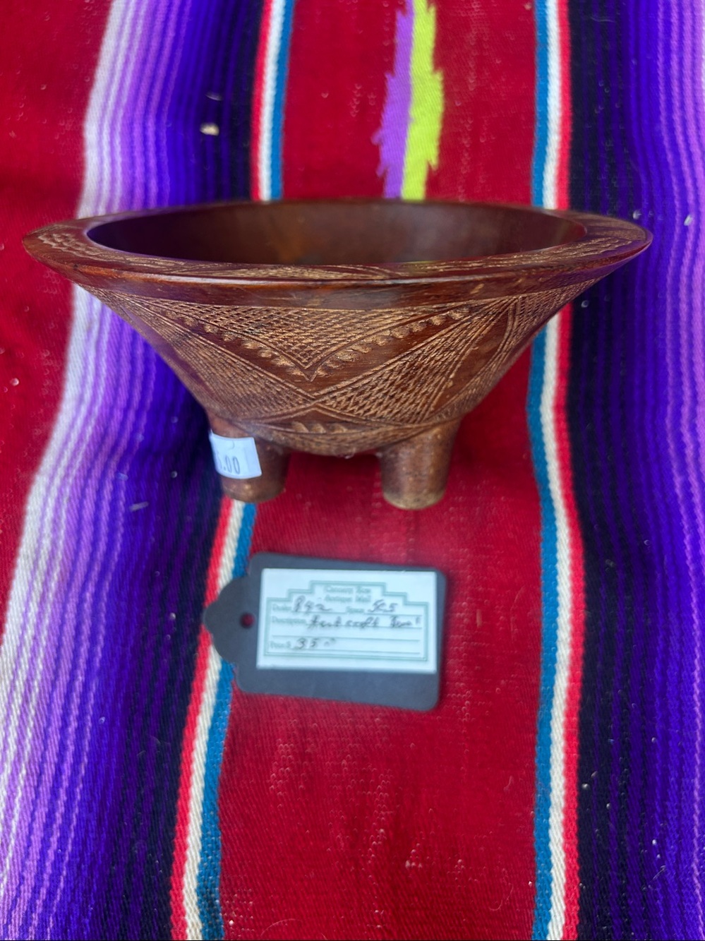 Handcrafted Brown Carved 4 Legged Decorative Bowl koa-wood-kava-bowl - Picture 2 of 11